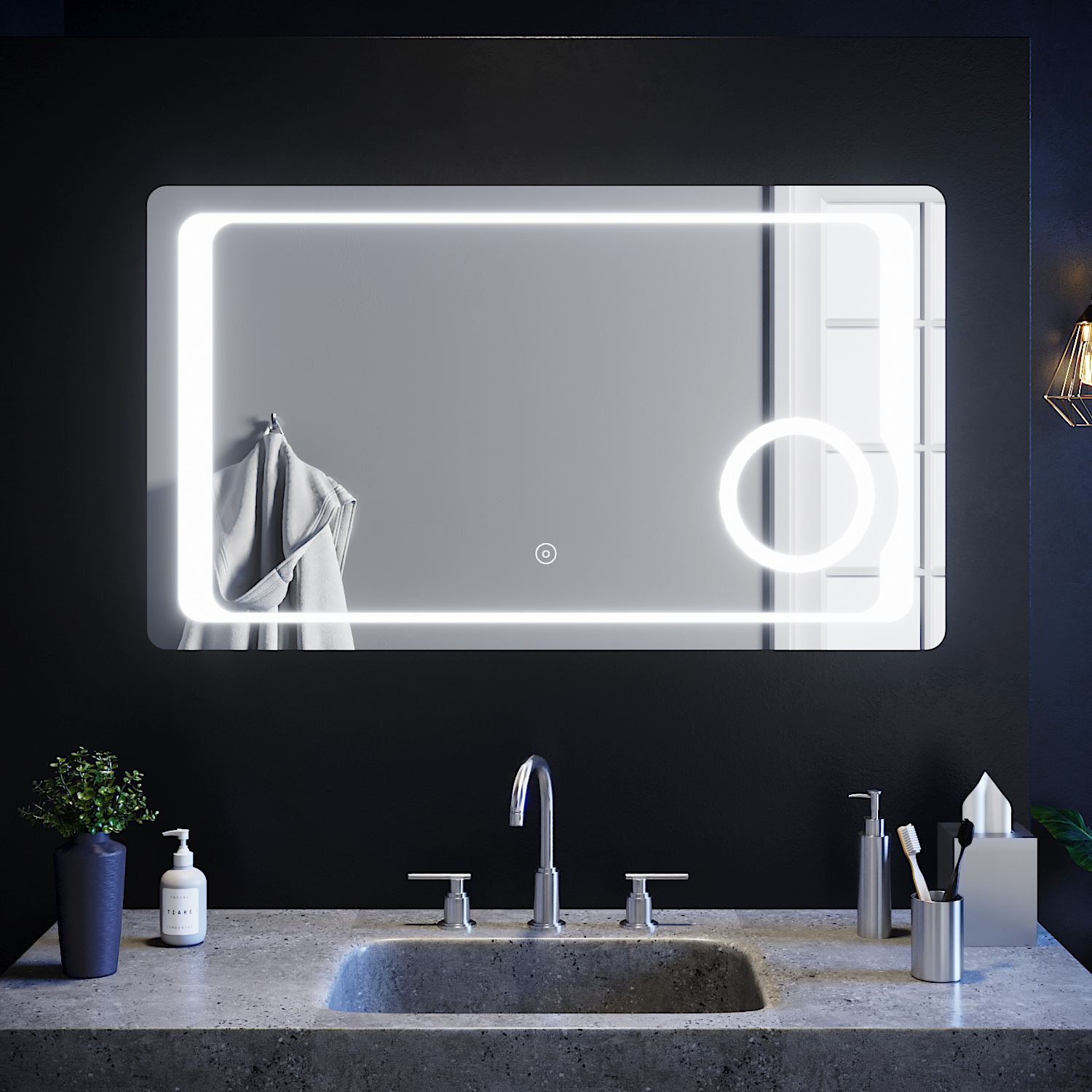 1000x600mm LED Mirror Illuminated Bathroom Light With Shaver Socket